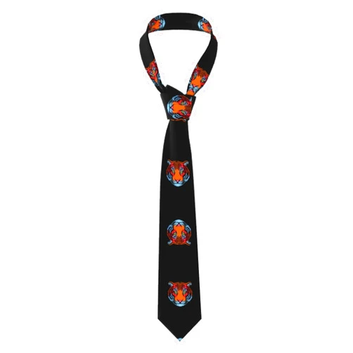 LPLSNWS Red tiger head Patterned men's silk tie, versatile design, suitable for holidays, weddings, parties, and business occasions.