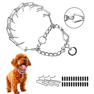 PIOFDAIX No Pull Prong Collar for Small Medium Large Dogs, Pinch Collar with Rubber Tips, Adjustable Quick Release Springer Collar S:2.5mm*45cm/17.7inch