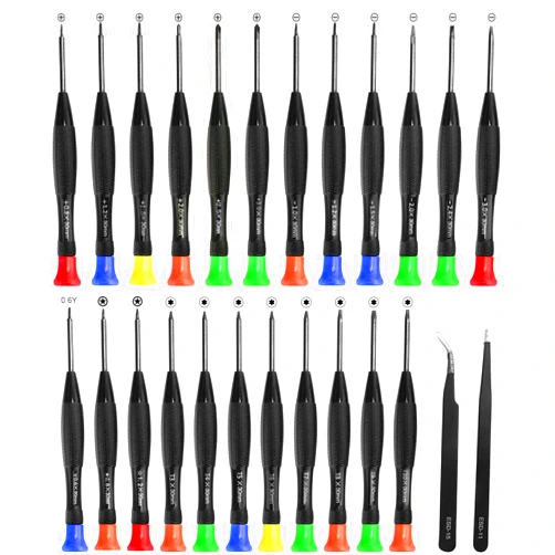 TEELLA Precision Screwdriver Set, 25 PCS Small Screwdriver Set Magnetic, with Torx Flathead Phillips Star Pentalobe Y Screwdrivers, ESD Tweezers for Eyeglass Watchmaker Computer PC Electronic Laptop Jewelers