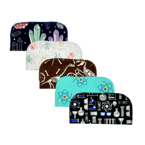 Gina's Soft Cloth Shop 1 Ply World Of Science Flannel Washable Kids Lunchbox Napkins 8x8 inches 5 Pack - Little Wipes (R) Flannel- Proudly Made in the USA!