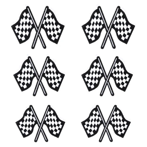 LLOUSSAK 6 Pack Checkered Racing Flag Patches, Racing Flag Iron on Patches, Black & White Racing Embroidered Patches, Sew on Patches for Clothes, Hat, Backpack, Pant, Jean
