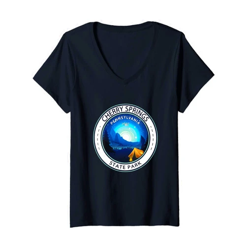 Cherry Springs State Park Designs Womens Cherry Springs State Park Pennsylvania Badge Vintage V-Neck T-Shirt
