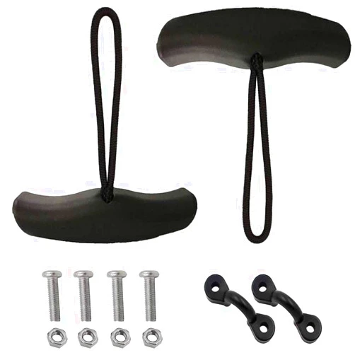 Pmsanzay Kayak Handles (2 Pack) - Strong T-Handle Design | Ultra Heavy Duty Bungee | Replacement Installation Kit,Kayak Carry Handle Pull Handle with Cord & Pad Eyes for lifting heavy kayaks giving a good grip