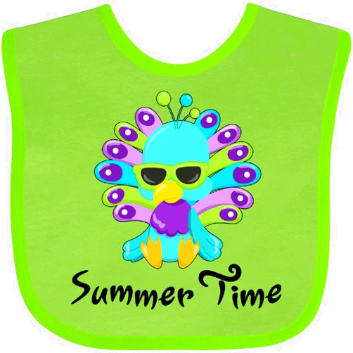 inktastic Summer Time- Cute Peacock in Sunglasses Baby Bib
