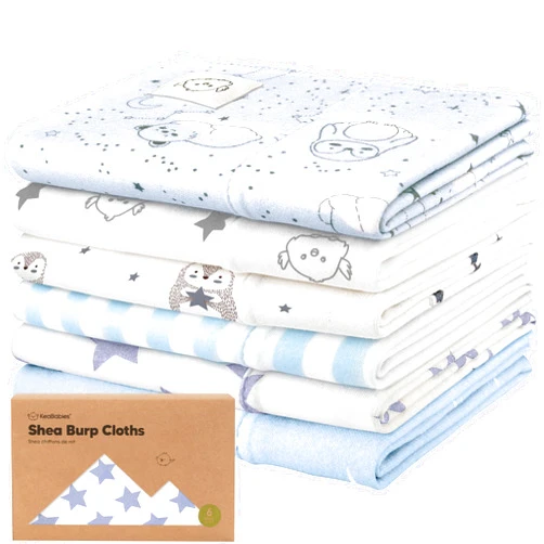 KeaBabies Organic Burp Cloths Baby Boy, Girl - 6-Pack Large 100% Cotton Burping Cloths for Babies, Spit Up Rags, Super Absorbent, Ultra Soft Newborn Rag,Gender Neutral,Machine Washable,Durable(Constellation)
