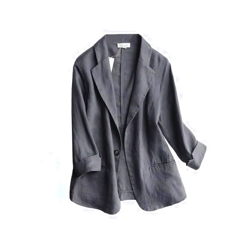 IDEALSANXUN Linen Blazer Women 3/4 Sleeve Lightweight Spring Summer Blazer Jackets