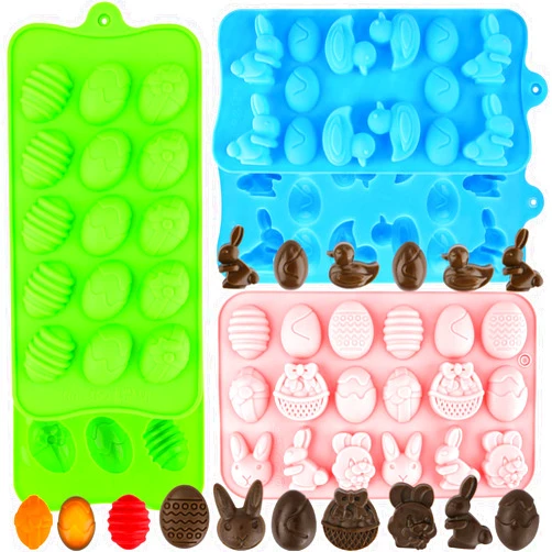 Winerming Easter Egg Silicone Mold for Chocolate 5 Packs Egg Shaped Mold Baking Pan for Easter Party Hot Chocolate Bombs Fondant Candy Jelly Dome Mousse Cake Topper Making
