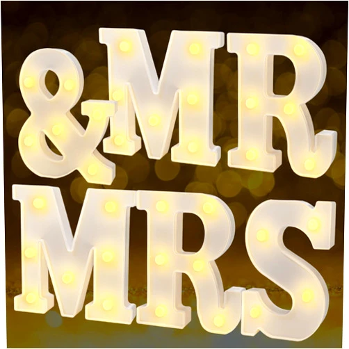JUSTOTRY 6Pcs Mr & Mrs LED Light Up Letters, 6.2 Inch Shiny Freestanding Mr and Mrs Sign Lights for Marriage Anniversary Celebration Engagement Banquet Wedding Table Decoration (Warm White)