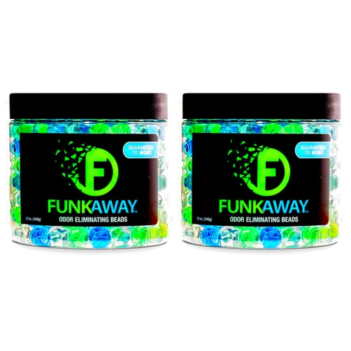 FunkAway Supercharged Odor Absorbing Beads, 12 oz., Eliminate Smoke, Pet and Bathroom Odors for Long-Lasting Results (Pack of 2)
