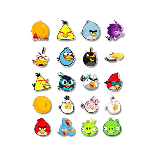 ZeeWish 20 PCS Stickers Pack Angry Aesthetic Birds Compatible Vinyl Colorful Waterproof for Water Bottle Laptop Bumper Car Bike Luggage Guitar Skateboard Wall Cell Cup Window (2 inch)