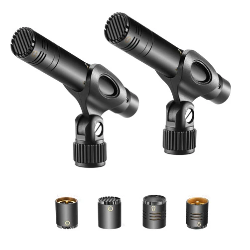 Neewer 2-Pack Pencil Stick Condenser Mic with Interchangeable Omni Cardioid and Super Cardioid Capsules Foam Windscreens Mic Clip and Carrying Case for Acoustic Woodwind Instruments
