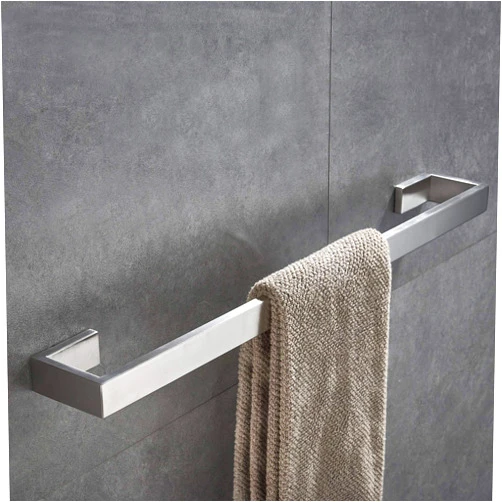 JunSun Rectangular Towel Bar 24-Inch Stainless Steel Bathroom Hardware Towel Holder Modern Design Towel Rail Bathroom Accessories Towel Rod Contemporary Towel Rack Wall Mounted Brushed Nickel