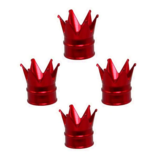 Senzeal 4PCS Crown Car Tire Valve Stem Caps Aluminum Alloy Air Caps Cover Dust Proof Tire Wheel Stem Caps Stem Covers Universal for Cars Bicycle Trucks Motorcycles Car Accessories (Red)