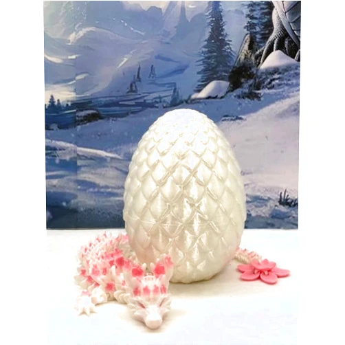Generic Articulated Dragon Cherry Blossom with Dragon Egg, 3D Printed Articulated Dragon, 12