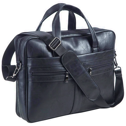 seyfocnia Men's Leather Messenger Bag, 17.3 Inches Laptop Briefcase Business Satchel Computer Handbag Shoulder Bag for Men-Black