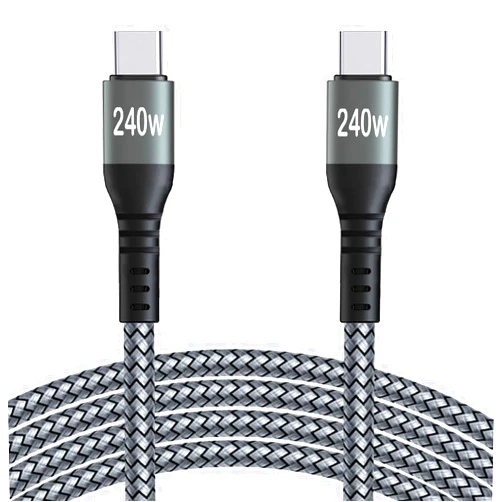 Zusnxaxe 10FT 240W USB C to USB C Super Fast Charging Cable,Nylon Braided Type C to Type C Charge Cable Compatible with iPhone 15,iPad Air 5/4,iPad Mini 6,MacBook Pro/Air,Samsung Galaxy S24/S23,Pixel(Grey)