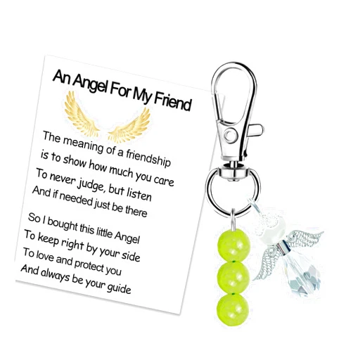 MKISHINE Angel Keychain, Guardian Angel Gifts, Guardian Angel Keychain with Stone of Friendship, Protection Angel Gifts, Friendship Gifts for Women Friends Best Friend BFF Bestie Gifts for Women