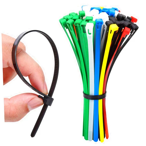 CSZD Releasable Zip Ties, Reusable Nylon Cable Ties 8 inch, Adjustable Wire Ties for Office Home Garden Use, 100 Pcs, Multicolor