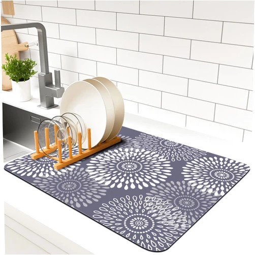 LuxStep Dish Drying Mat Super Absorbent Kitchen Counter Mat Rubber Backing Draining Mat Easy to Clean Kitchen Accessories Dish Rack Pad for Dishes, Utensils, Countertops, Sinks 15