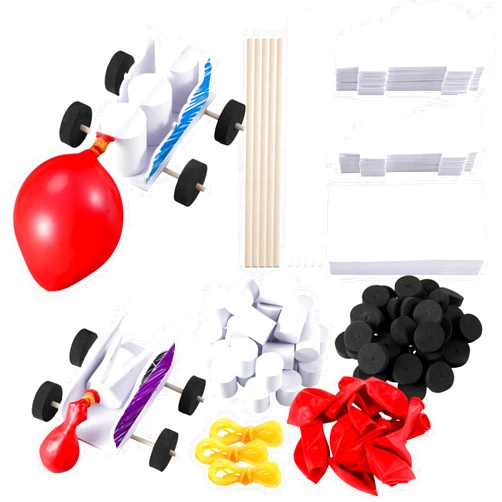 Seenelling 10 Sets DIY Balloon Power Car Kits Balloon Recoil Car Stem