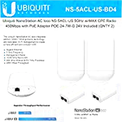 UBNT Networks NanoStation AC loco NS-5ACL-US Loco5ac 5GHz 802.11ac airMAX CPE Radio 450Mbps Wireless Access Point (2-Pack) with PoE POE-24-7W-G Included (2-Pack)