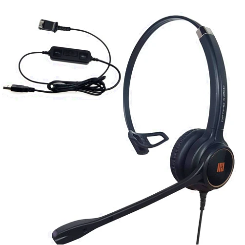 IPD IPH-250 USB Headset with Noise cancelling Microphone for Office and Call cengter- Compatible with Skype, Microsoft Teams, Cisco Jabber, Avaya One-X and other Soft phones