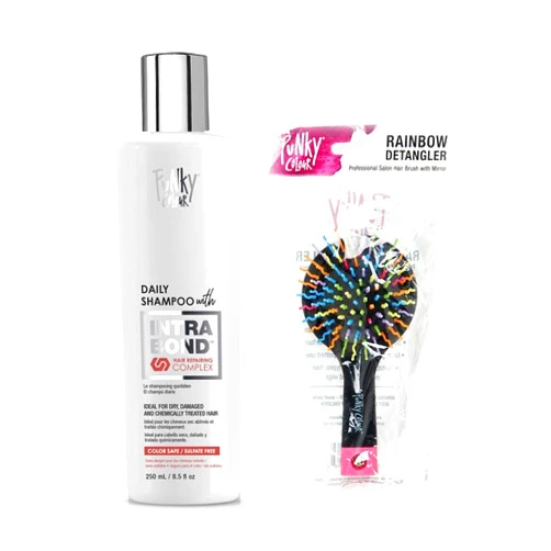 Punky Intrabond Hair Repairing Daily Shampoo and Hair Brush/Detangler with Mirror