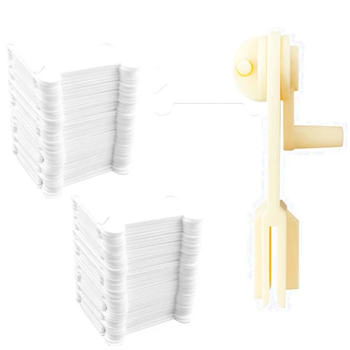 Yuntop 120 Pcs Plastic Floss Bobbins with 1 Pcs Bobbin Winder for Cross Stitch Embroidery Cotton Thread Embroidery Floss Thread Craft DIY Sewing Storage Thread Organizer Holder Embroidery DIY Cards (White)