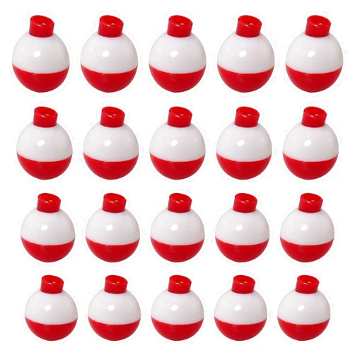 ZZHXSM Fishing Bobber 20PCS Red and White ABS Plastic Snap-on Fishing Floats Bobber Round Buoy Fishing Tackle Accessories