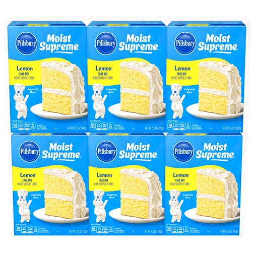 Palatize Pillsbury Moist Supreme Premium Cake Mix, Lemon, 15.25 oz - Palatize Pack of 6