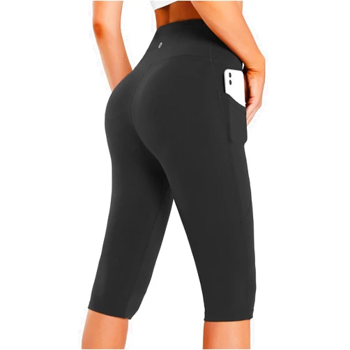 baleaf Women's Capri Leggings with Pockets High Waisted Knee Length Capris Stretch for Casual Yoga Pants Workout Exercise