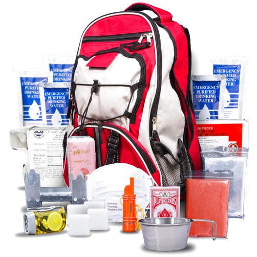 Blue Coolers Blue Seventy-Two - Pro Series - Red Deluxe 72 Hour Emergency Backpack Survival Kit for 1 Person | Survival Kit for Wildfires, Earthquake, Tornado, Hurricane, and Other Emergencies