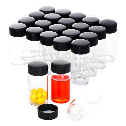 Creahub 100 Pack 20ml Glass Vials with Screw Caps, Clear Liquid Sample Vial Bottles, Lab/Travel Storage Vials for Essential Oil, Perfume, Meds, Reagent, Anointing Oil