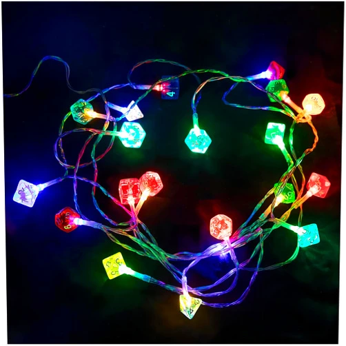 MillMB Decorative Multicolor String Lights with Unique Polyhedral Dice Design (10-Light with Dice,USB Powered)