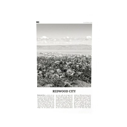 NZIQB Redwood City Print Black And White Wall Art Poster Photo D Cor California USA Canvas Poster Bedroom Decor Sports Landscape Office Room Decor Gift Unframe16×24inch(40×60cm)