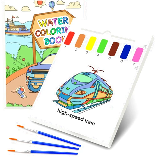 GEWDW Water Painting Books for Kids, Water Colouring Books for Children, Watercolour Paint Set for Kids, Painting Colouring Book Sets Birthday party Gifts (transportation)