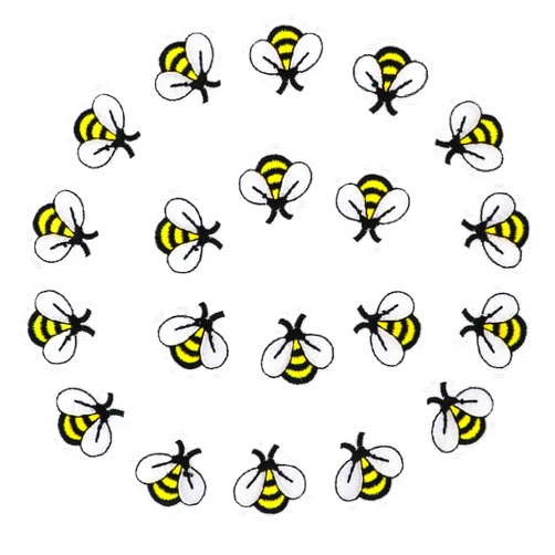 Salbsever 20 PCS Bee Embroidered Patches Bee Shape Patches Bee Buttons for Sewing Applique Patch Cute Fabric Tiny Iron On Embroidered Patches Decoration for Shirts, Jackets, Jeans, Hats, Backpacks, Clothes DIY