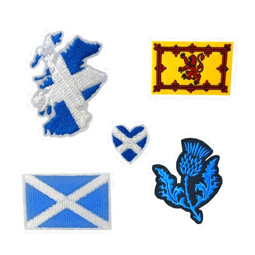 Inking House Set of 5 Scotland Embroidery Patch Iron on or Sew on Embroidered Motif Transfer Scottish Flag map Heart Thistle Scottish Lion…