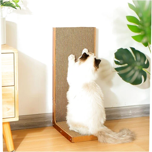 Hercaise Cat Scratcher, L-Shaped Corrugated Cat Scratcher, 19.69 Inch Cat Scratch Pad, Cat Scratching Board for Indoor Cats, Cat Toy, Prevents Cats from Scratching Furniture
