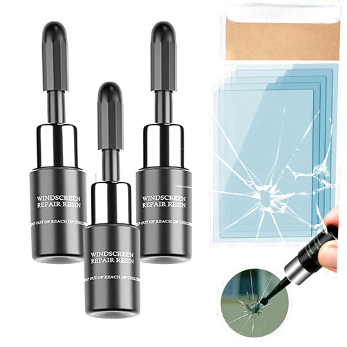 Flechazcho Sazo Glass Repair, Crack Gone Glass Repair, Cracks’gone Glass Repair Kit, Windshield Crack Repair Kit Car Window Glass Liquid Repair Set, Windshield Repair Kit for Chips and Cracks (3pcs)