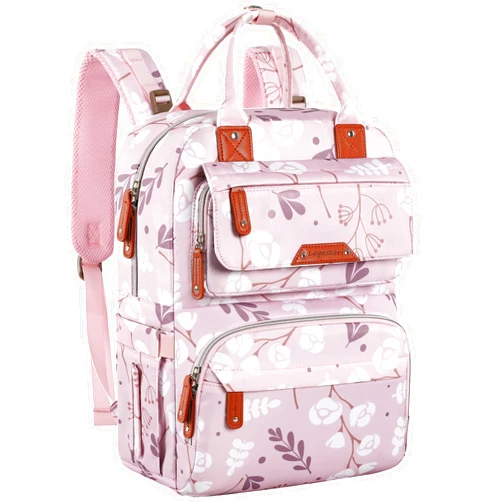 Legestori Diaper Bag Backpack for Baby Girl, Multifunction Waterproof Diaper Bag for Mom Dad, Large Pink Floral Baby Diaper Bags, Baby Essentials Travel Bag with Stroller Straps, Large Capacity, Stylish