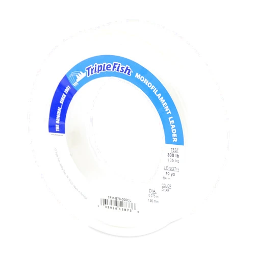 Triple Fish Monofilament Fishing Leader - Clear, Camo Strong Tough Leader Material for Big Game Fishing, Up to 400lb Test