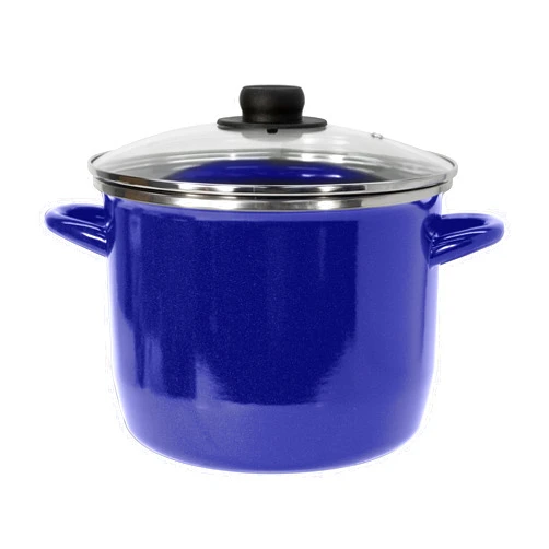 EKCO EOS 8-Quart Speckled Stockpot with Glass Lid (Blue) Soup Pot for All Ranges, Dishwasher & Oven Safe up to 350°F - Non-Reactive Enameled Interior Pot for Gumbo, Stew, Boil, Pasta, Chili