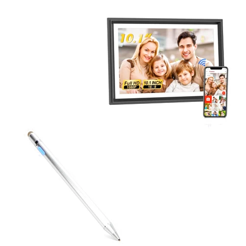 BoxWave Stylus Pen Compatible with LiviNGPAi 10.1 in Digital Picture Frame 16gb - AccuPoint Active Stylus, Electronic Stylus with Ultra Fine Tip - Metallic Silver