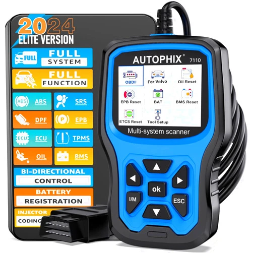 AUTOPHIX 7110 Full Systems Diagnostic Scan Tool Fit for Volvo Car Code Reader Full Function OBD2 Scanner with Oil EPB ABS SRS SAS TMPS BAT BAS Fuel Pump Battery Registration Tool