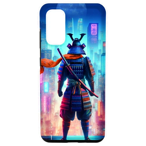 The Ghost Samurai Sword Galaxy S20 Ninja Samurai Electric Pole in Japanese retro Cyberpunk City Case