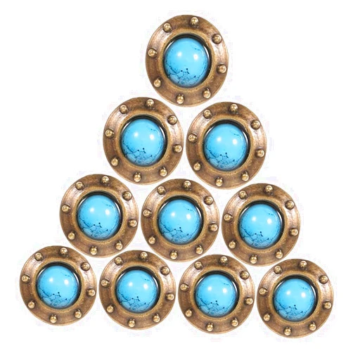 ZORZA 10Pcs Vintage Turnbuckle Buttons Fashion DIY Buttons Pack Turquoise Buttons Jeans Rivet & Suitcase Buttons for Artistic Decoration and Chic Crafts