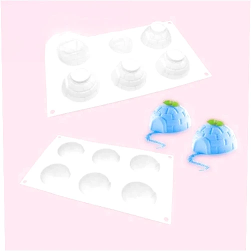 SPARTAN JEWELRY New 2024 Christmas 6 Cavity Igloo Silicone Cake Mold For Mousses Ice Cream Mold Chiffon Baking Pastry Tools Cake Tray Kitchen Accessories Tray Mold Decoration Kitchen Accessories Creative Gift