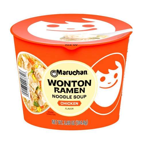 Maruchan Microwavable Wonton Bowl, Chicken Flavor, 3.69 Oz, 6 Count