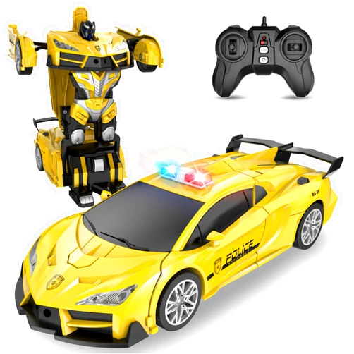 CEGOUFUN Remote Control Car for Kids Rc Cars for Boys,One Button Transformation to Robot with Flashing Light 2.4Ghz Transforming Car 1:18 Scale for Kids with 360 Degree Rotating Drifting